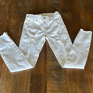 Girls Pinc White Ripped Jeans / Distressed Denim Sz 8